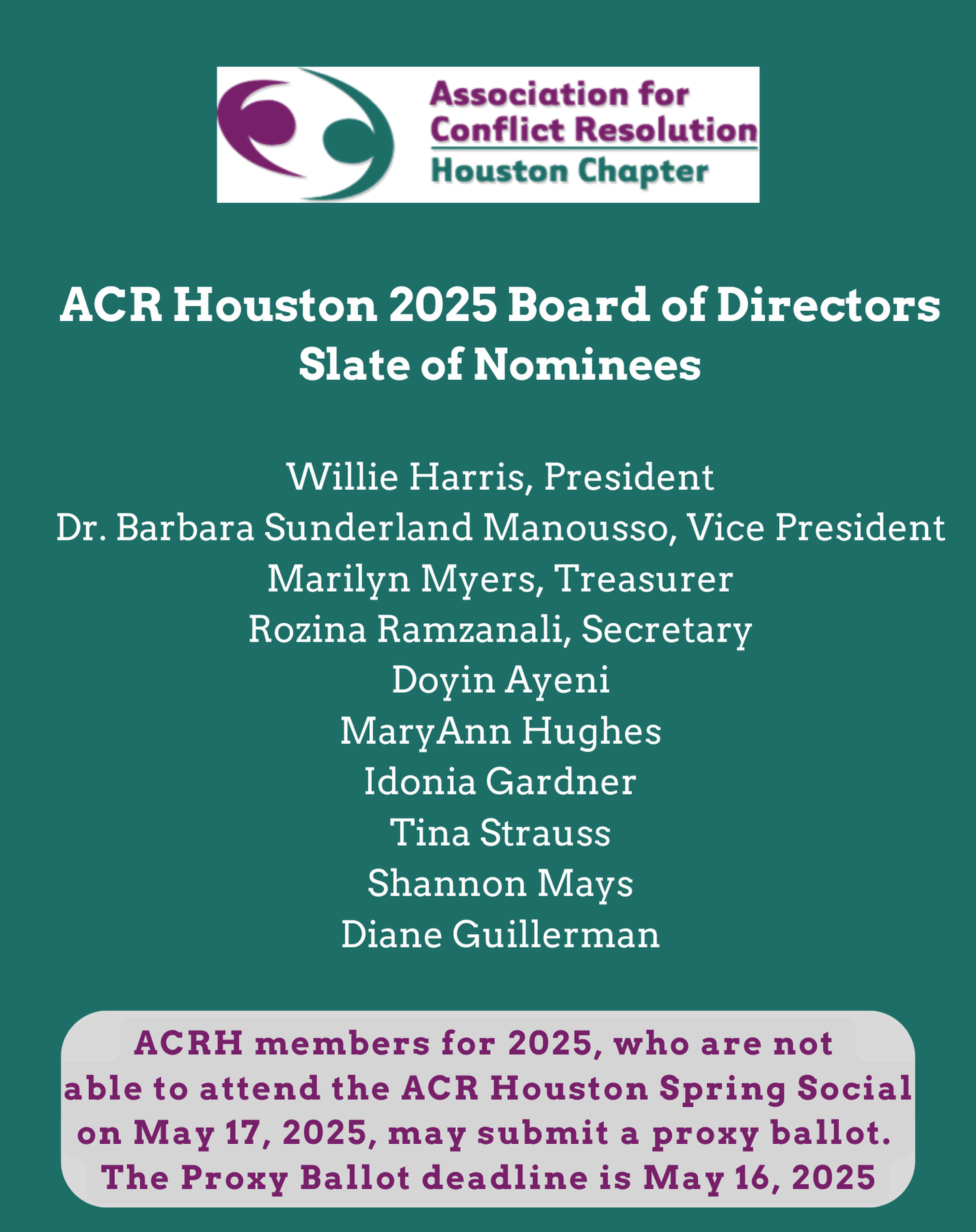ACR Houston 2025 Board of Directors